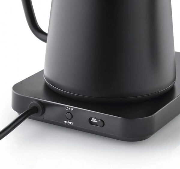 Електрическа кана за вода Graef Pour-over GK502, 1200W, 900 мл, 40-100°C, Keep Warm, Филтър, Чучур тип "Лебедова шия", Черен мат