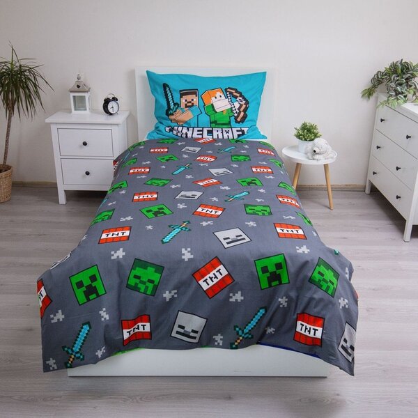 Единично памучно детско спално бельо 140x200 cm Minecraft "We got this" – Jerry Fabrics
