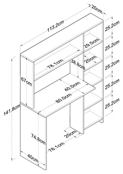 Бюро Janson бяло 113x40x142 см