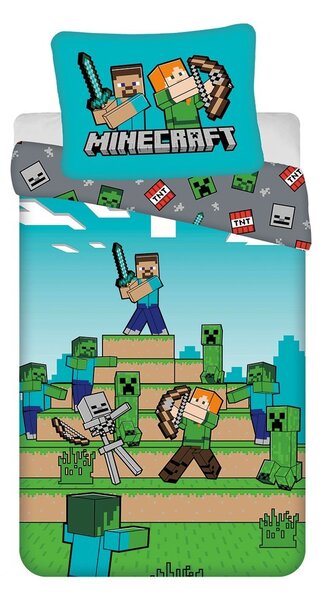 Единично памучно детско спално бельо 140x200 cm Minecraft "We got this" – Jerry Fabrics