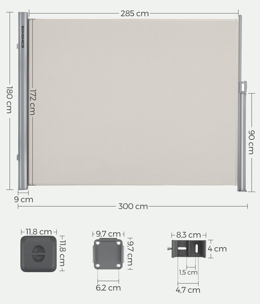 Странична тента Songmics Бежова 180x300 см