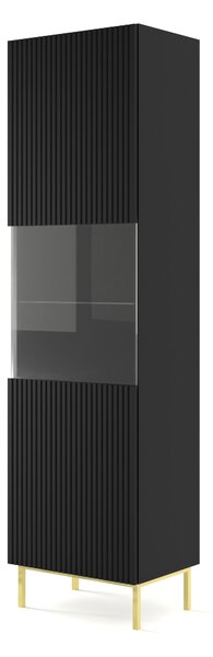 Витрина Ravenna B 1D1S фрезован фолиран MDF, черен мат/злато