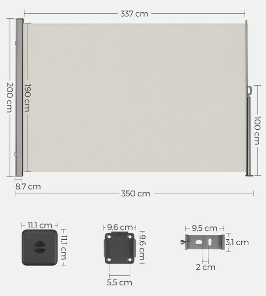 Странична тента Songmics Сребриста 200x350 см