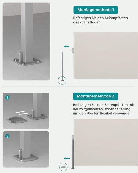 Странична тента Songmics Сребриста 200x350 см