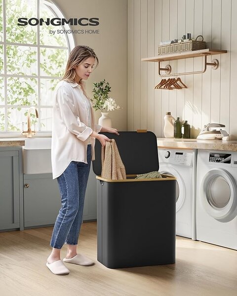 Кош за пране Black Songmics 60x38.5x38.5x70.5 cm