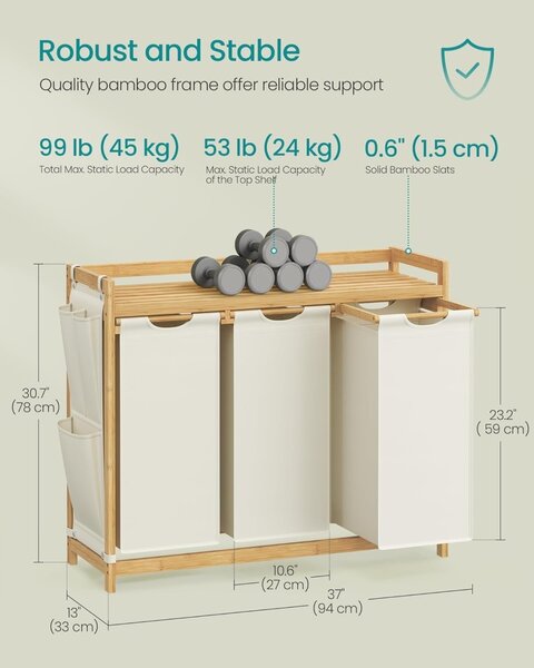 Songmics Crem Кош за пране Songmics 97,9x33x78 cm