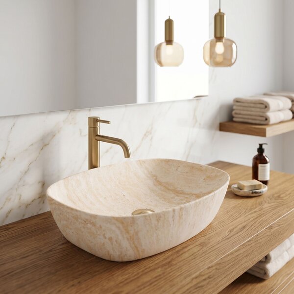 Умивалник за плот Rea Freja Travertine Matt