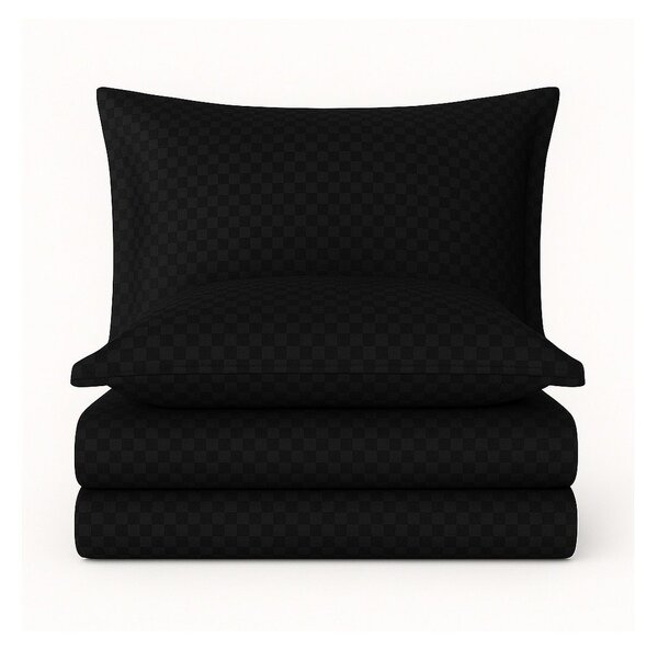 Черно единично спално бельо от памук Renforcé 140x200 cm Checkered – Mila Home Luxury
