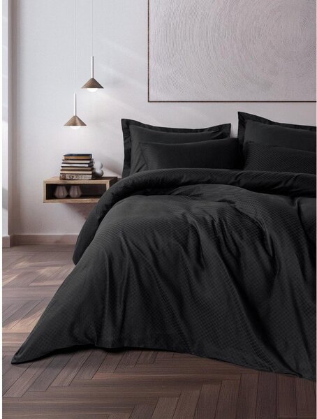Черно единично спално бельо от памук Renforcé 140x200 cm Checkered – Mila Home Luxury