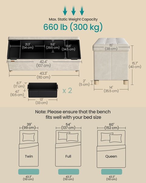 Пейка за антре с шкафче за съхранение „Мелиса“ в цвят бежов, 110x38x40 см