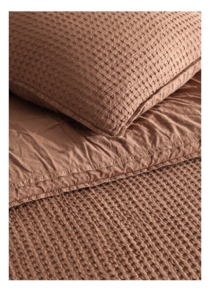 Кафяво двойно удължено спално бельо от памук Renforcé 240x220 cm Waffle Striped – Mila Home Luxury