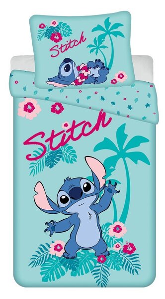 Синьо единично памучно детско спално бельо 140x200 cm Lilo a Stitch "Hawaii" – Jerry Fabrics
