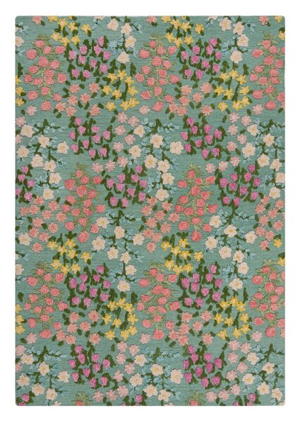 Ръчно изработен вълнен килим в цвят мента 160x230 cm Emilia Floral – Flair Rugs