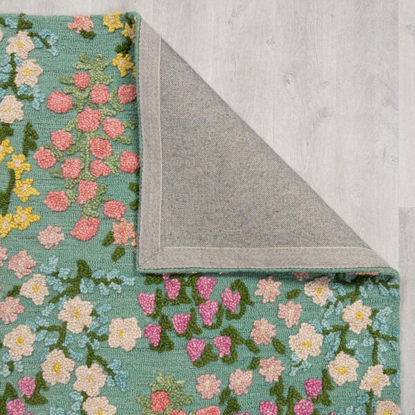 Ръчно изработен вълнен килим в цвят мента 160x230 cm Emilia Floral – Flair Rugs