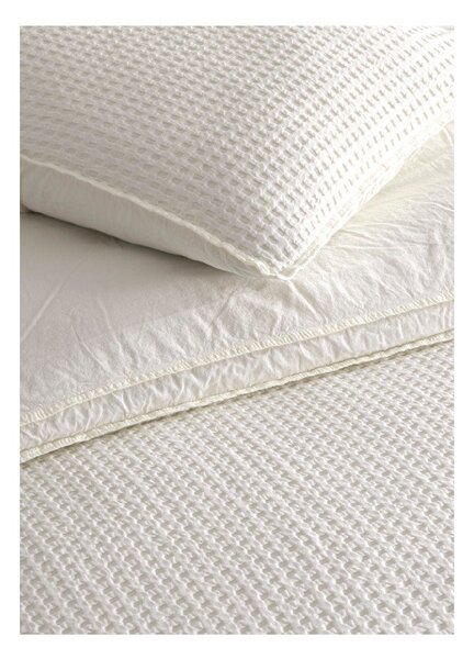 Бяло единично спално бельо от памук Renforcé 140x200 cm Waffle Striped – Mila Home Luxury