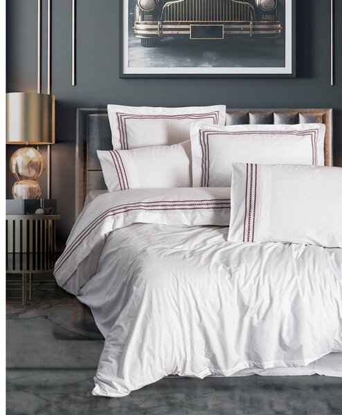 Бяло единично спално бельо от памук Renforcé 140x200 cm Red Heritage Lines – Mila Home Luxury