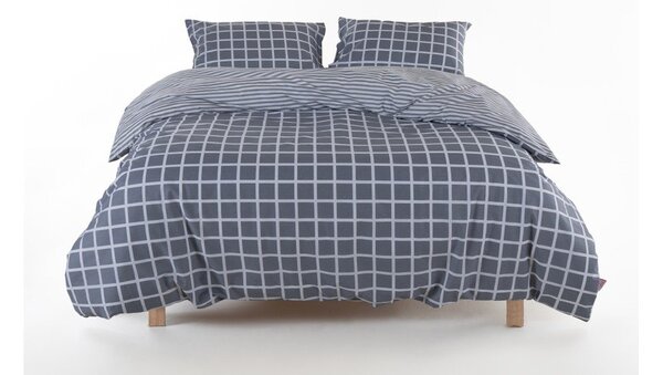 Сиво единично спално бельо от памук Renforcé 140x200 cm Linear Calm Geometric – Mila Home Luxury