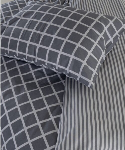 Сиво единично спално бельо от памук Renforcé 140x200 cm Linear Calm Geometric – Mila Home Luxury