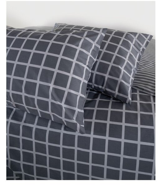 Сиво единично спално бельо от памук Renforcé 140x200 cm Linear Calm Geometric – Mila Home Luxury