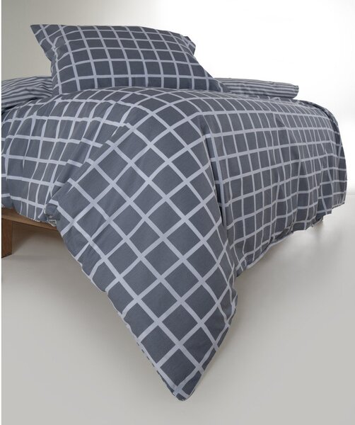 Сиво единично спално бельо от памук Renforcé 140x200 cm Linear Calm Geometric – Mila Home Luxury