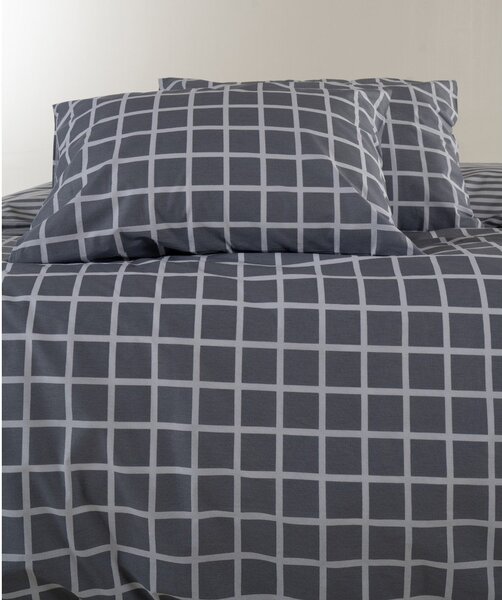 Сиво единично спално бельо от памук Renforcé 140x200 cm Linear Calm Geometric – Mila Home Luxury