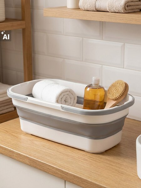 Sinsay - Сгъваема кошница за съхранение с дръжки - Светло сиво