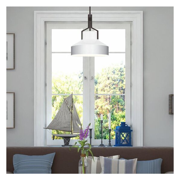 Quoizel QZ-BRECKEN-2P-OZ-OPAL - Полилей на тръба BRECKEN 2xE27/60W/230V черно/бяло