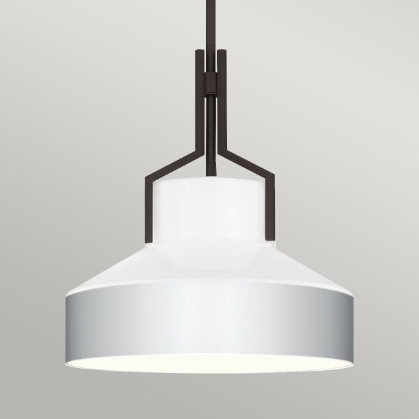 Quoizel QZ-BRECKEN-2P-OZ-OPAL - Полилей на тръба BRECKEN 2xE27/60W/230V черно/бяло
