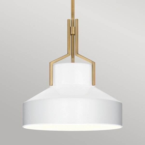 Quoizel QZ-BRECKEN-2P-AB-OPAL - Полилей на тръба BRECKEN 2xE27/60W/230V златист/бял