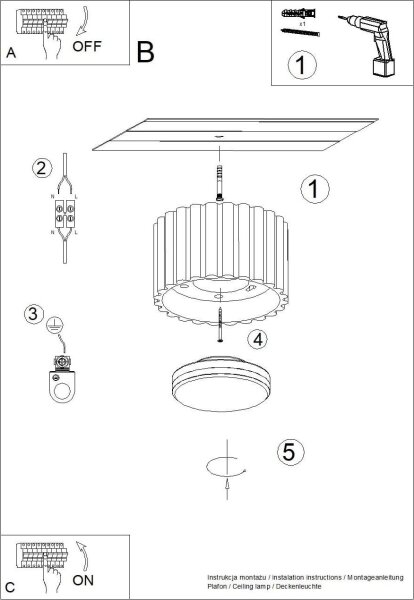 Sollux SL.1787 - Точково осветително тяло AURA 1xGX53/10W/230V 6 см черно