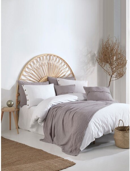Бяло единично спално бельо от памук Renforcé 140x200 cm Como Striped – Mila Home Luxury