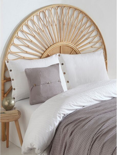 Бяло единично спално бельо от памук Renforcé 140x200 cm Como Striped – Mila Home Luxury