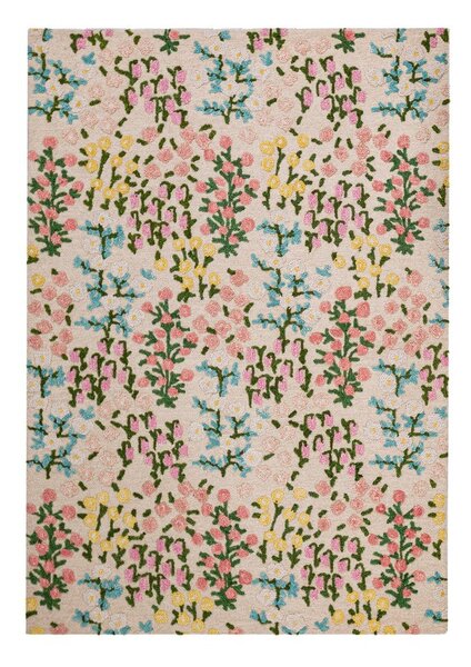Кремав ръчно изработен вълнен килим 200x290 cm Emilia Floral – Flair Rugs
