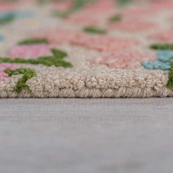Кремав ръчно изработен вълнен килим 200x290 cm Emilia Floral – Flair Rugs