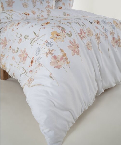 Бяло двойно удължено спално бельо от памучен сатен 240x220 cm Ivory Garden Floral – Mila Home Luxury