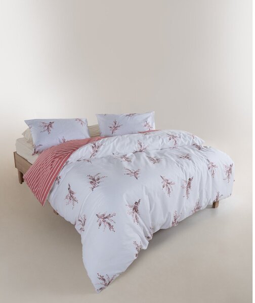 Бяло/розово двойно удължено спално бельо от памук Renforcé 240x220 cm Breeze Floral – Mila Home Luxury