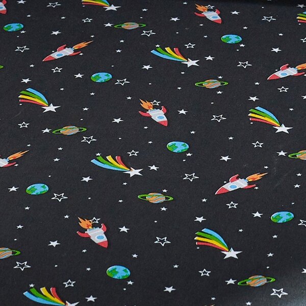 Черен еластичен единичен детски чаршаф 90x190 cm Rainbow Rockets – Catherine Lansfield