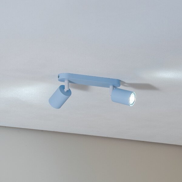 TK Lighting Таванна лампа Livia, светлосиня, 35 см, 2-крила, метал, GU10, Затъмняване, Син, Детска стая, Метал