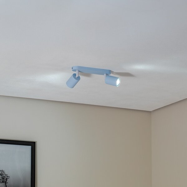 TK Lighting Таванна лампа Livia, светлосиня, 35 см, 2-крила, метал, GU10, Затъмняване, Син, Детска стая, Метал