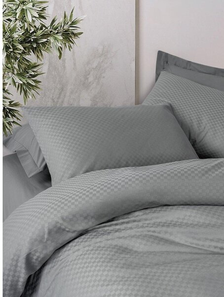 Сиво единично спално бельо от памук Renforcé 140x200 cm Checkered – Mila Home Luxury
