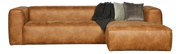 Кафяв ъглов диван от рециклирана кожа, десен ъгъл WOOOD Bean