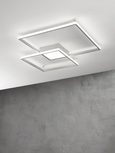 Ondaluce - димируемо LED таванно осветително тяло DOWEL LED/46W/230V 55x55 cm сребристо