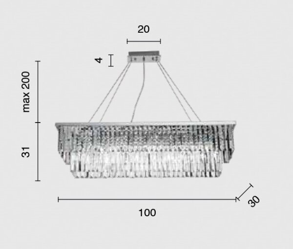 Ondaluce - Кристален полилей с кабелно окачване DAIQUIRI 8xE14/10W/230V лъскав хром