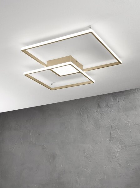 Ondaluce - LED димируемо таванно осветително тяло DOWEL LED/46W/230V 55x55 cm златно