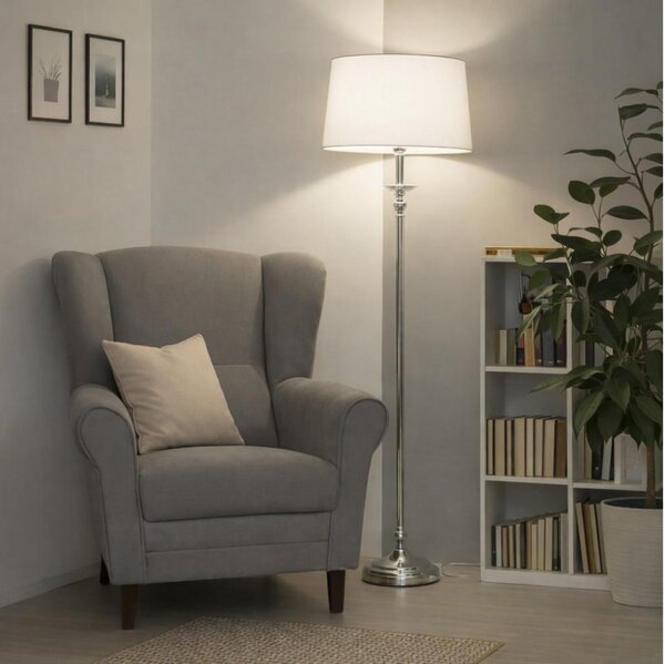 Brilagi - LED подова лампа CERIA 1xE27/60W/230V, Ø 45 см, лъскав хром/бял