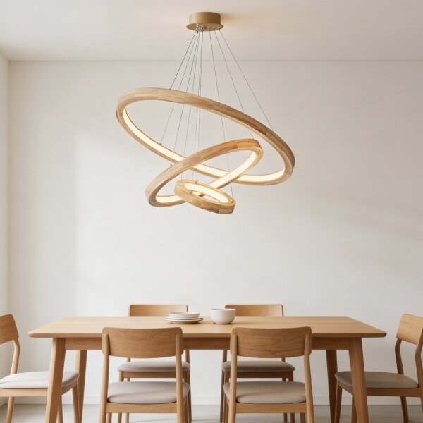 Brilagi - LED полилей на кабел UMEA WOOD LED/45W/230V, диаметър 60 см, от дърво