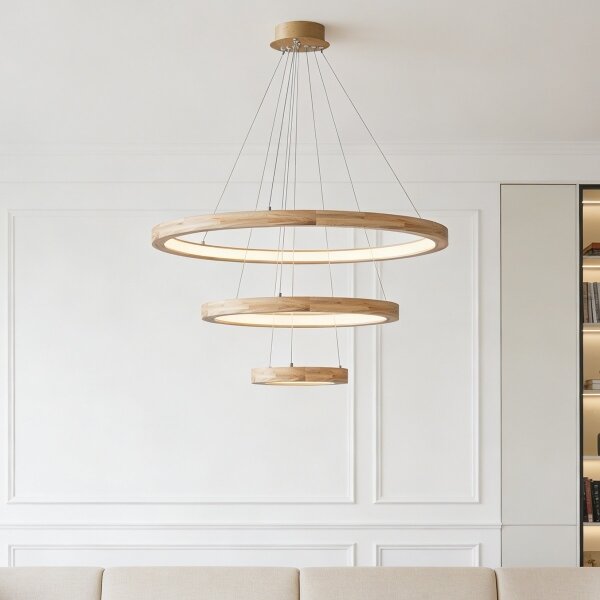Brilagi - LED полилей на кабел UMEA WOOD LED/45W/230V, диаметър 60 см, от дърво
