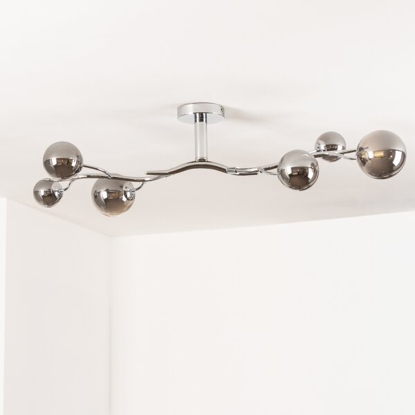 Brilagi - LED полилей за директен монтаж MISTEL 6xG9/3W/230V черен хром/опушено стъкло