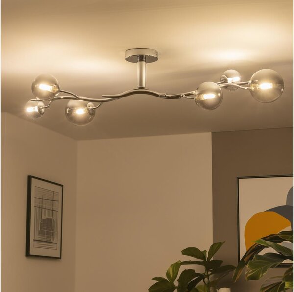 Brilagi - LED полилей за директен монтаж MISTEL 6xG9/3W/230V черен хром/опушено стъкло
