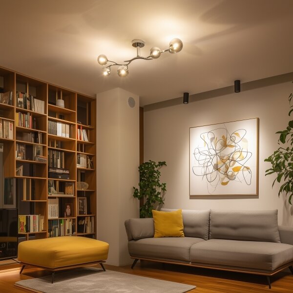Brilagi - LED полилей за директен монтаж MISTEL 6xG9/3W/230V черен хром/опушено стъкло